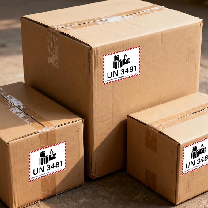 600 PCS UN 3481 Lithium lon Battery Labels 3.25 × 4.25 Inches Writable Waterproof Caution Warning Stickers Fragile Label for Transport Shipping