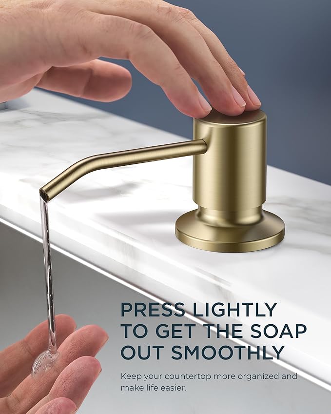 FORIOUS Gold Kitchen Faucet with Soap Dispenser, Single Handle Stainless Steel Transitional Sink Faucet with Pull Down Sprayer 1 or 3 Hole, Suitable for Farmhouse Laundry Camper RV Bar