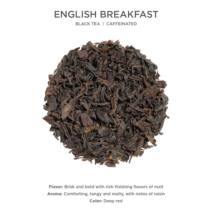 Tea Forte English Breakfast Premium Loose Leaf Caffeinated Black Tea Blend Canister, Makes 35-50 Cups