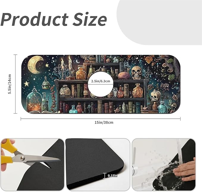 Kitchen Sink Splash Guard，Magical bookshelf Faucet Mat Sink Gadgets-Super Absorbent Fast Drying Mat Drip Catcher for Kitchen, Bathroom,Sink Mat, Dish Drying Mat, Bathroom(15" X 5.5" )