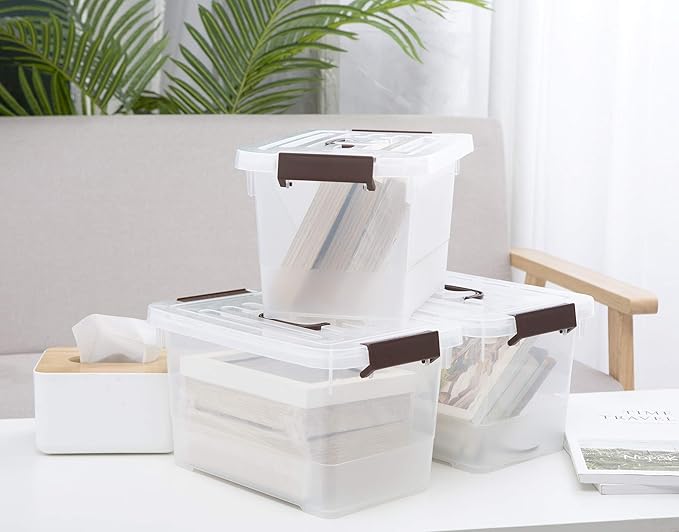 8 Packs Clear Plastic Storage Bins with Lids/Handle, 7 Quart Storage Latch Organize Boxs, Stackable Storage Containers for Organizing
