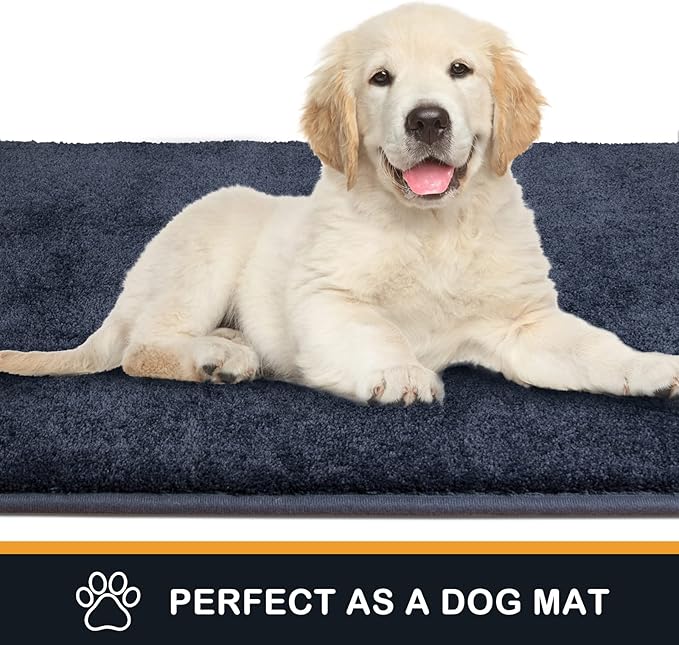 PURRUGS Dirt Trapping Door Mat 20" x 31.5", Non-Slip Machine Washable Entryway Rug, Dog Doormat, Indoor Front Door Mat, Super Absorbent Entry Rug for Muddy Shoes & Paws, Navy Blue