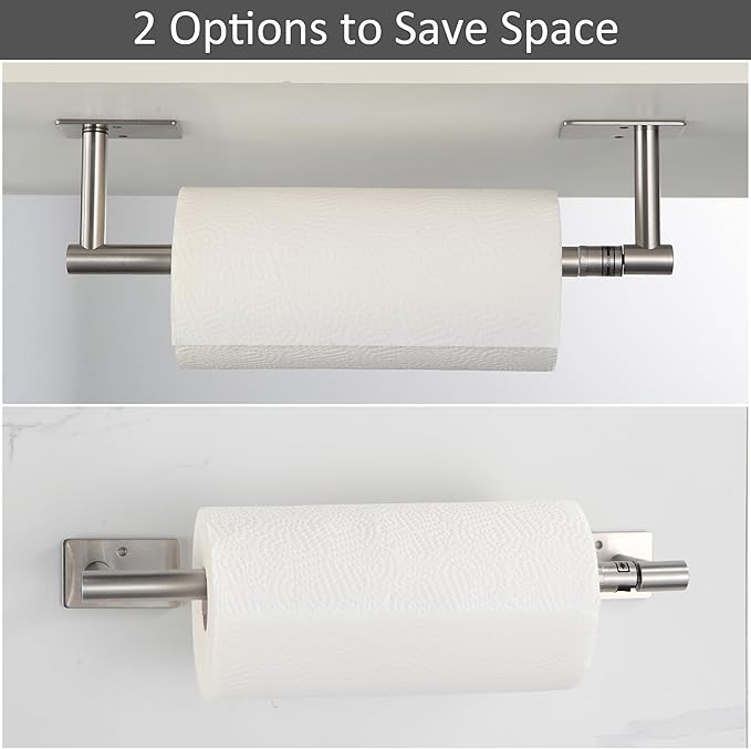 BVL Paper Towel Holder Under Cabinet for Kitchen Brushed Nickel Adhesive