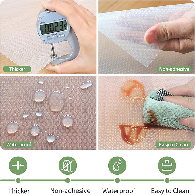 Shelf Liner, wohomuke 15 inch x 20 ft Shelf Liners for Kitchen cabinets nonstick Shelf Lining Drawer Mats EVA Protector for Cupboard (Clear,15 inch x 20 ft)