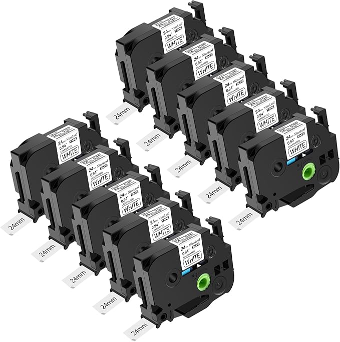 NineLeaf 10 Pack TZe-251 Label Maker Tape Compatible for Brother P-Touch Label Tape TZe251 24mm 0.94'' Laminated White TZ251 TZ-251 1'' TZe TZ for Ptouch PT-D600 D610BT P700 P710BT P900 E500