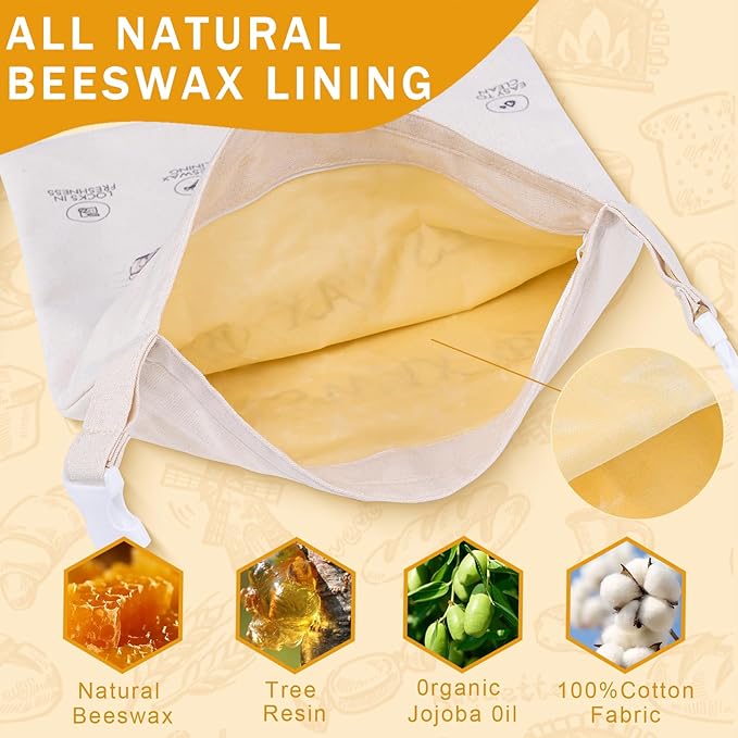 2-Pack Reusable Beeswax Bread Bags for Sourdough & Homemade Bread，Cotton Waxed Bags Keeps Fresh Longer(Crimson Bloom)