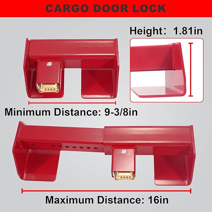 Heavy Duty Cargo Door Equipment Lock, Combination Security Lock, Fits Vertical Bars 9-3/4”-16” Apart(Combination)
