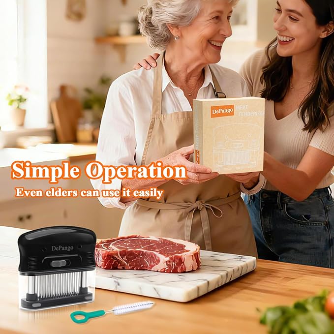DePango Meat Tenderizer, Meat Needle Tenderizer Tool with 48 Blades Stainless Steel, Take-Apart Steak for Cleaning, Handheld Meat & Poultry Tenderizing Tool for Beef/Pork/Chicken