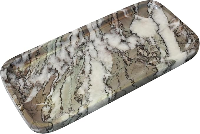 SWRONP Marble Tray for Kitchen Counter,Stone Tray for Bathroom Countertop,Coffee Table,Vanity Decor Trays,Small Dresser Storage for Perfumes,Candles,Jewelry(Violet)
