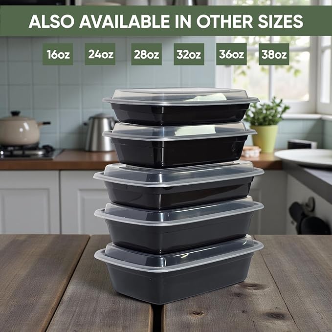 38 oz 150 Pack Meal Prep Containers BPA Free Leakproof Stackable Food Storage Containers with Lids, Microwave & Dishwasher Freezer Safe Reusable To Go Containers Bento Box Style Take Out Clear Plastic