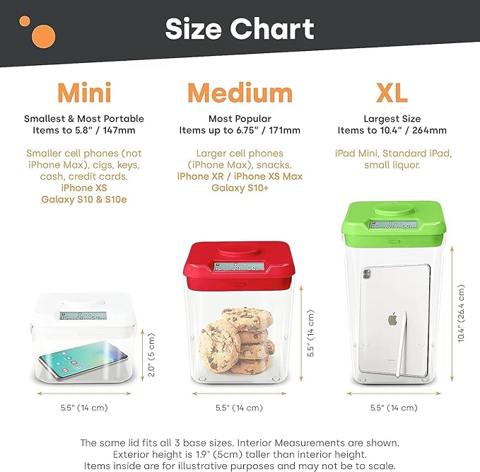 Kitchen Safe Time Locking Container (Medium), Timed Lock Box for Cell Phones, Snacks, and other unwanted temptations (Blue Lid + 5.5” White Base with Access Port)