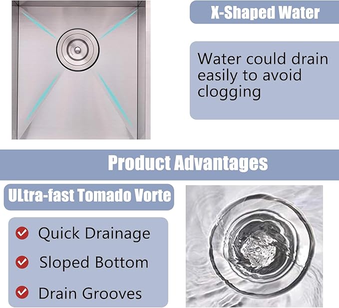 Bar Sink Drop In, 15 x 20 Inch Kitchen Sink, Stainless Steel Square Small Topmount Workstation Sinks, Single Bowl Kitchen Sinks for Office Laundry Wet Bar Prep RV Outdoor Yard