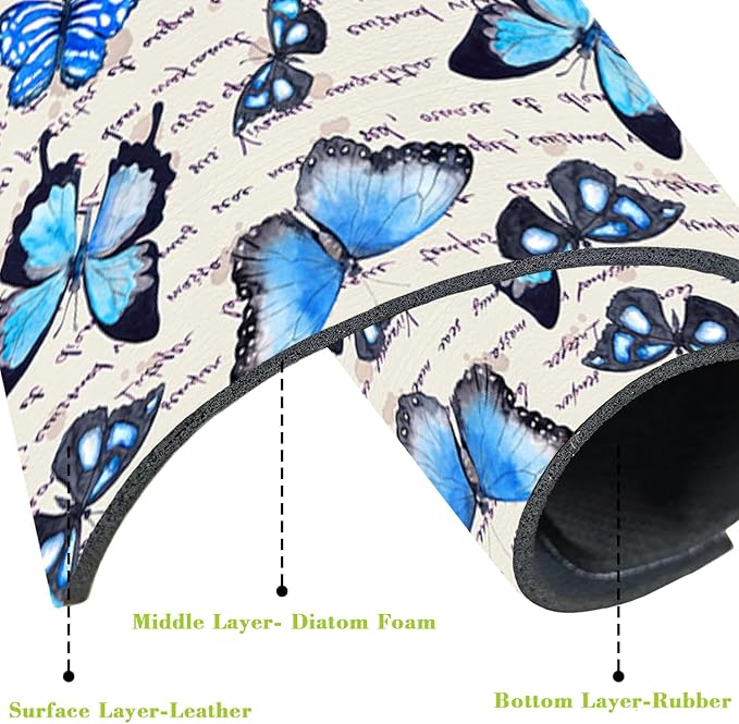 Sink Splash Guard Faucet Mat Watercolor Butterflies Absorbent Fast Drying Mat Sink Gadgets Splash Guard Behind Faucet Drip Catcher for Kitchen Bathroom 23.5"X5.5"
