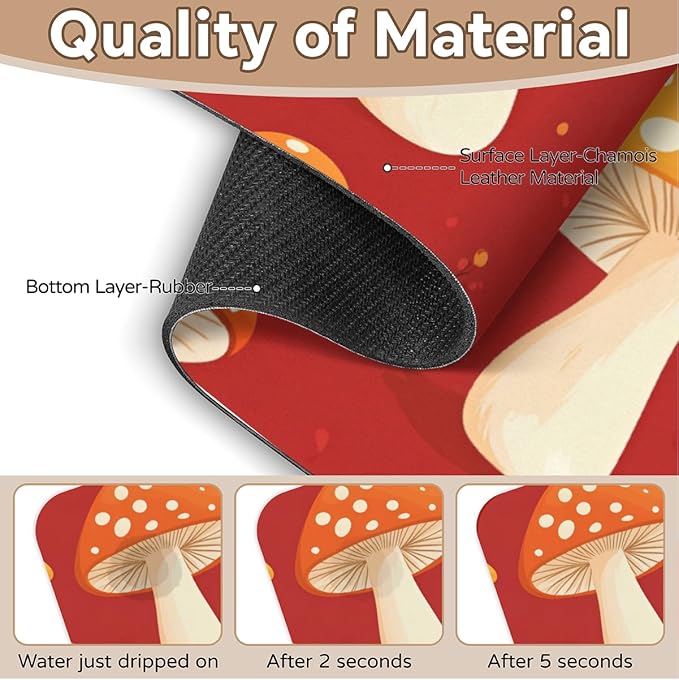 1 PC 15.4*5.7 Inch Absorbent Faucet Mat for Kitchen Sink Diatom Mud Tailored Sink Splash Guard for Bathroom Kitchen Red Mushroom