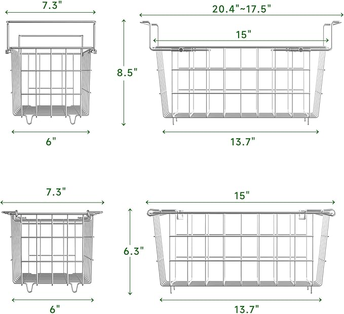 4-Pack Stackable & 1-Pack Hanging Chest Freezer Organizer Bins for 7 Cu.Ft Freezer