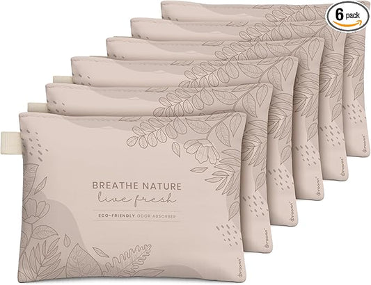 Roonin Activated-charcoal Odor Absorber - Closet Deodorizer - Activated Charcoal Bags - Closet Freshener Odor Eliminator - Musty Smell Eliminator - Air Purifying Bag (6-pack)