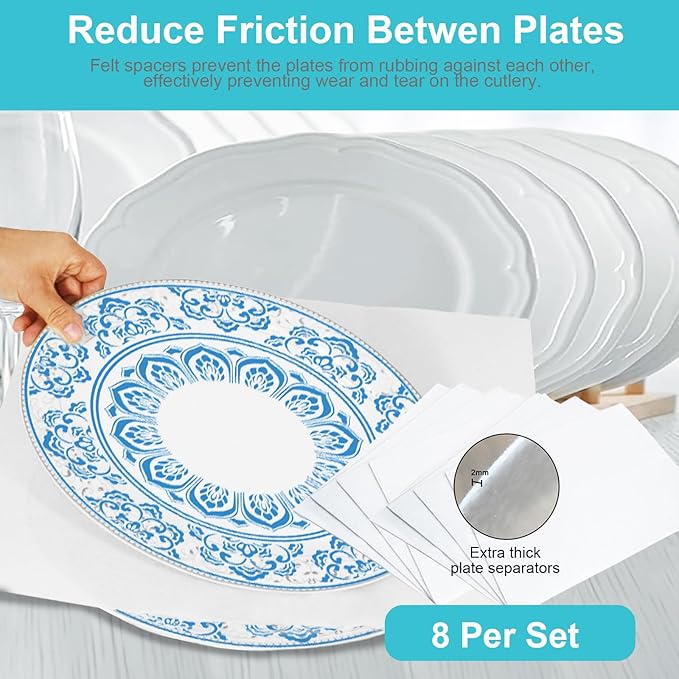 Quilted Platter Storage Case-Fine China Storage Containers Hard Shell for Organizing,Stackable Plate Storage Containers with 4 Felt Dividers,dinnerware Storage,Moving Box,Moving Supplies