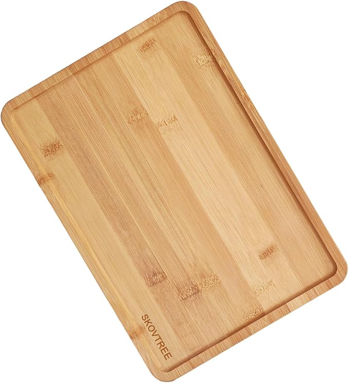 Skovtree Bamboo Tray for Serving Food, Tray for Eating and Serving Coffee, Tea, 13.0×9.1 Inch