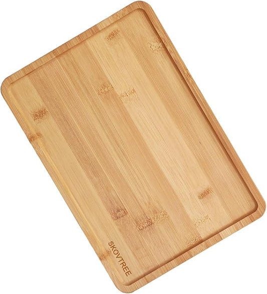 Skovtree Bamboo Tray for Serving Food, Tray for Eating and Serving Coffee, Tea, 13.0×9.1 Inch