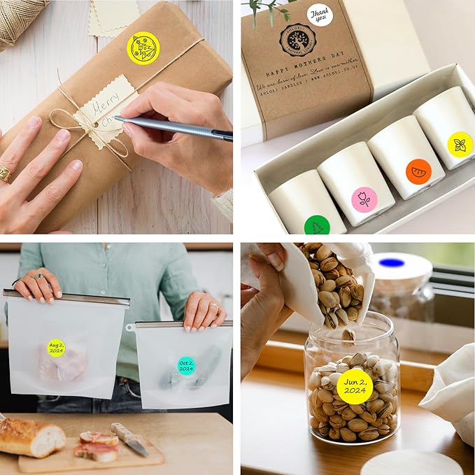 1 Inch Round Thermal Sticker Labels,Color Dot Stickers,Label Stickers,Waterproof,Oil Proof,for Thermal Printers,DIY,Office,Retail,Home and Warehouse Organization(Yellow,1000 Pcs)