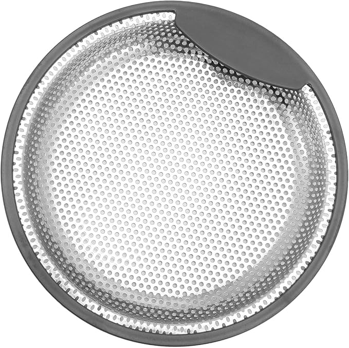 Kitchen Sink Strainer Stainless Steel, Sink Drain Strainer Basket with Handle Suitable for Kitchen Filter Basket Replacement 7.3" Diameter,1.2" Deep（Round）