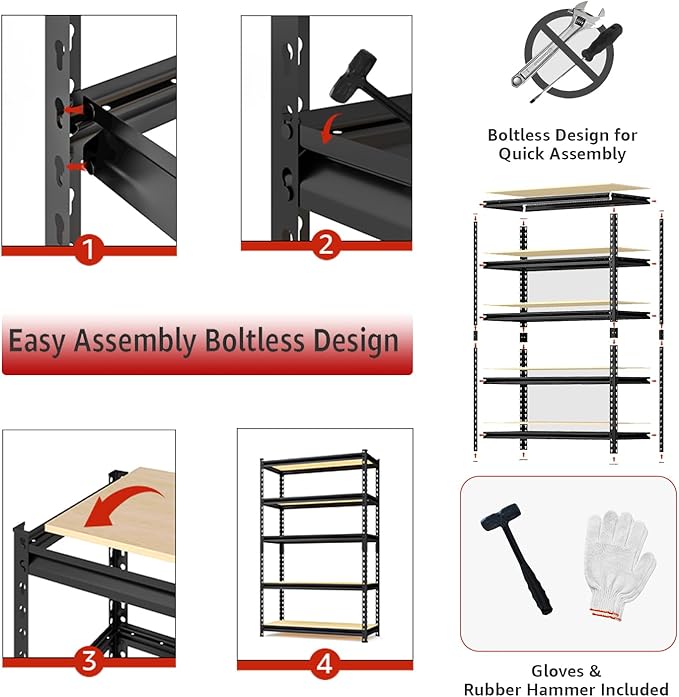 60" H x 28.03" W x 12" D Shelves for Kitchen: 5-Shelf Storage-Rack Adjustable Metal Steel Kitchen/Garage Shelving Shelves Unit Organizer System for Pantry/Shed/Closet/Basement, Small (Black)