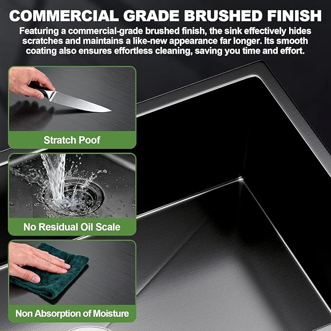 30-inch Single Bowl Workstation Kitchen Sink, Drop-in/Top-Mount Stainless Steel with Nano Coating & Basket Strainer, 30"x18"