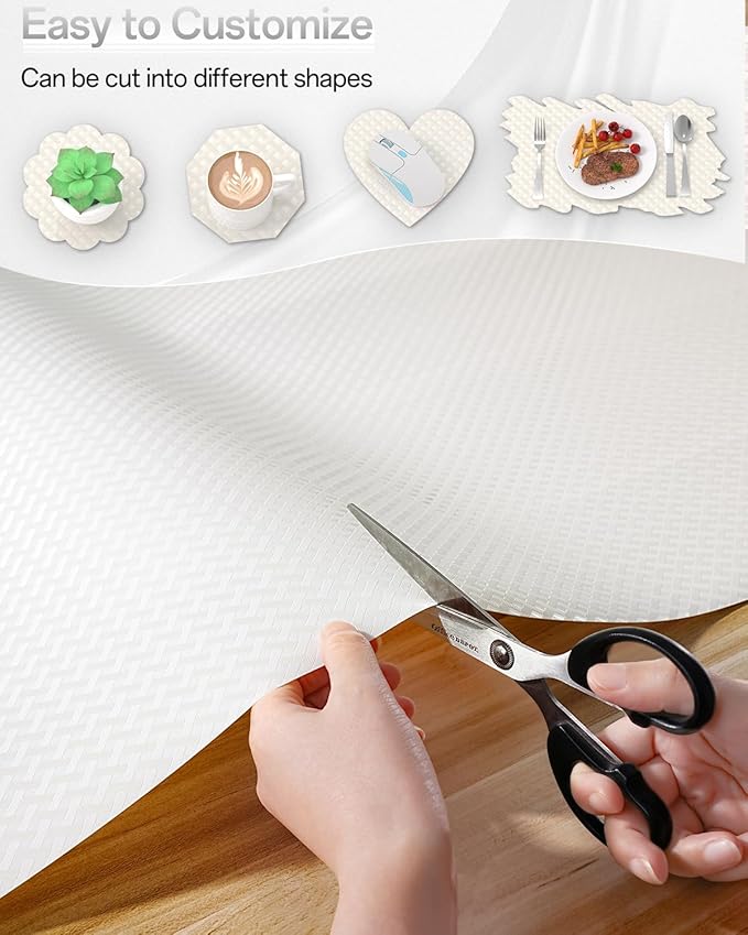 Shelf and Drawer Liner for Kitchen Cabinet, Non-Adhesive 24in x 240in Waterproof Contact Paper Refrigerator Liners Thickened Durable EVA Material Non Slip Mat for Dresser Cupboard Pantry Protector