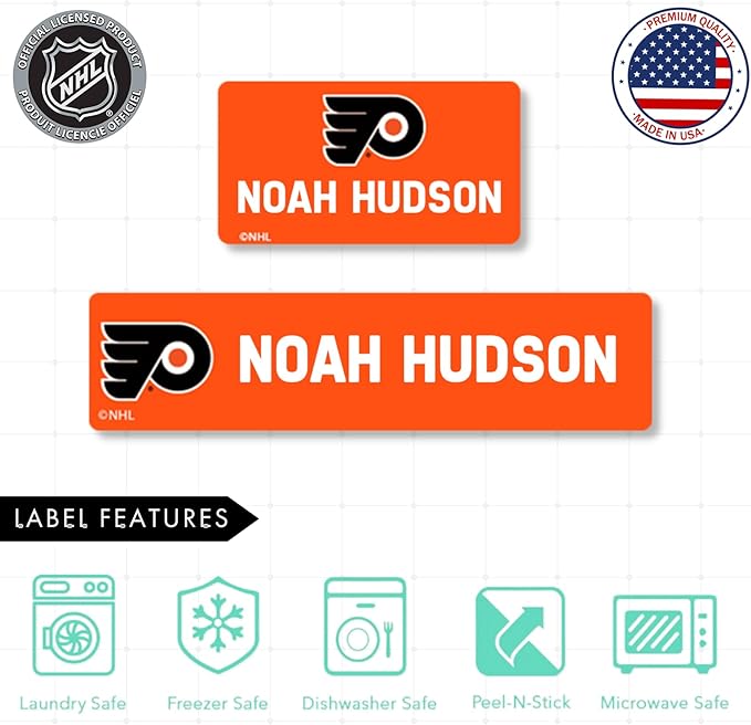 NHL Hockey Labels - Custom Peel and Stick, Waterproof Labels - Great for Organization, Sports, School, Day Camp Labels - 155 Pack (Philadelphia Flyers)