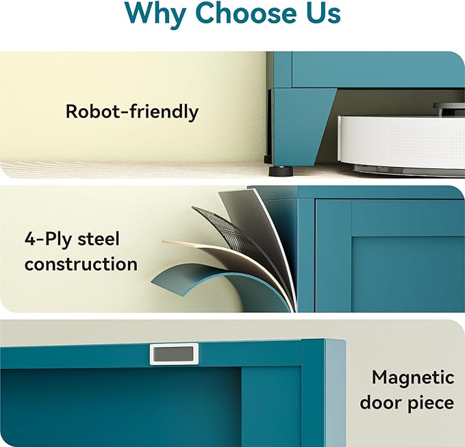 YNIQUESTLE 67" Tall Storage Cabinet with Reversible Doors and Adjustable Shelves,Metal Slim Freestanding Cabinets for Bathroom Kitchen Garage Small Spaces,Blue,5-Tier