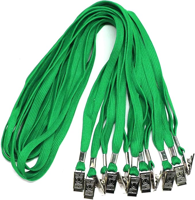 Ollain Badge Lanyards Neck Bulk Cruise Lanyards Lanyard with Clip for ID Card Name Tags Badge Holders (Green, 100 Pack)