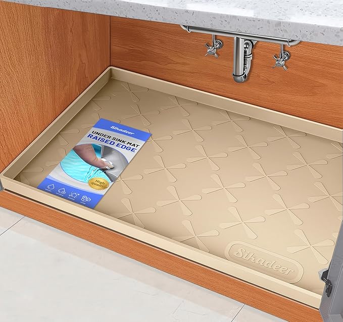SIKADEER 28" x 22" Under Sink Mat Waterproof, Silicone Mat Kitchen Drawer Shelf and Cabinet Liner, Sink Protector for Kitchen Organizers and Storage, Boot Tray Pet Food Mats