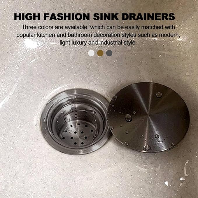 3 1/2" Kitchen Sink Drain Kit Replacement Sink Drain Assembly Removable 304 Stainless Steel Deepen Sink Strainer Basket with Sealing Cover for Kitchen Laundry Room RV(Black)