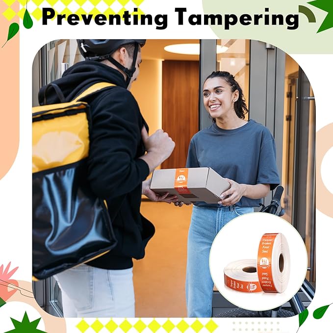 1000 Pieces Tamper Proof Stickers Safety Stickers for Food Delivery 1.5 x 6 Inches Tamper Seal Proof Tape Safe Labels Sealed for Freshness Drink Food Container Pizza Boxes (Orange)