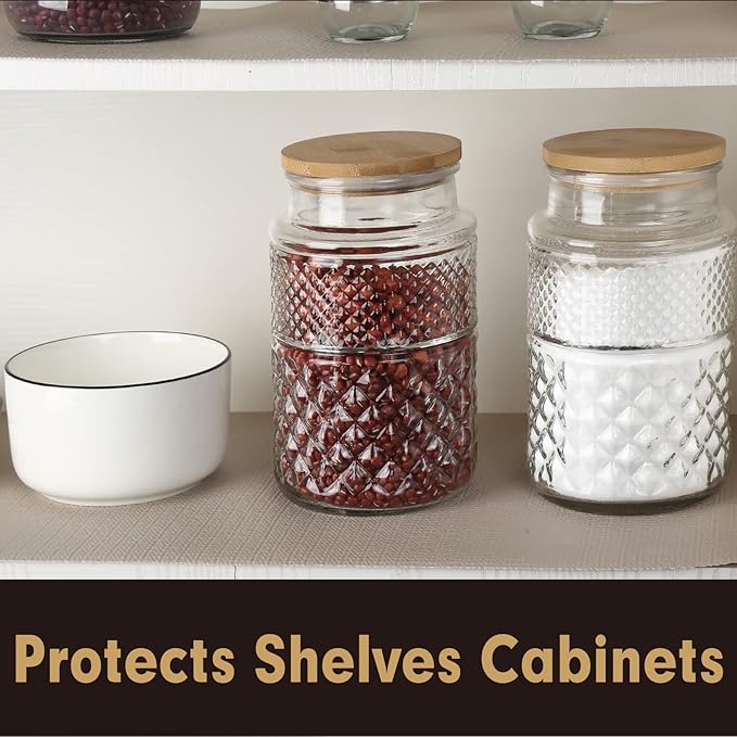 Premium Drawer and Shelf Liner for Cabinet, Non Adhesive Liner for Kitchen, Strong Grip Non Slip Shelf Liners for Kitchen Cabinets, Storage, Drawers, Shelves, Kitchenware and Tableware (Beige)