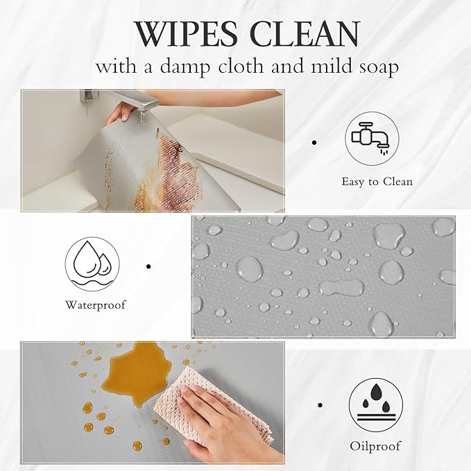 Beautysaid Shelf and Drawer Liner for Kitchen Cabinet, Non Adhesive Non Slip Shelf Paper Waterproof Washable Thickened for Dresser Pantry Shelve Bathroom Protector Liner(Light Grey,12 in x 10 FT)