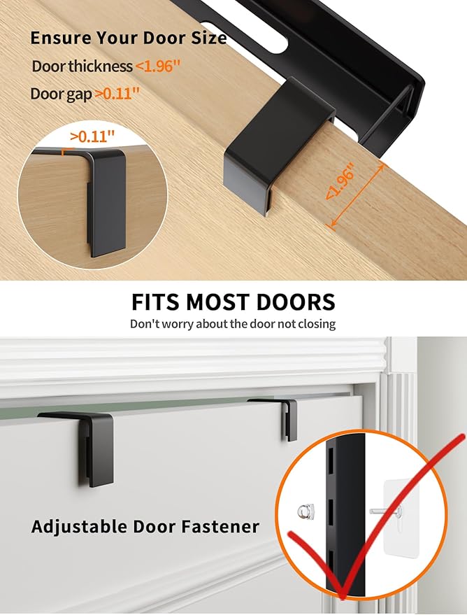 Over the Door Pantry Organizer, 8-Tier Metal Over The Door Organizer, Hanging Spice Rack Shelves Door for Kitchen Pantry Organizers and Storage, Black