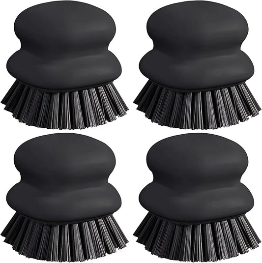 Dish Brush with Handle, Kitchen Scrub Brushes for Cleaning, Dish Scrubber with Nylon bristles for Sink, Pots, Pans(4Pack Black Nylon bristles)