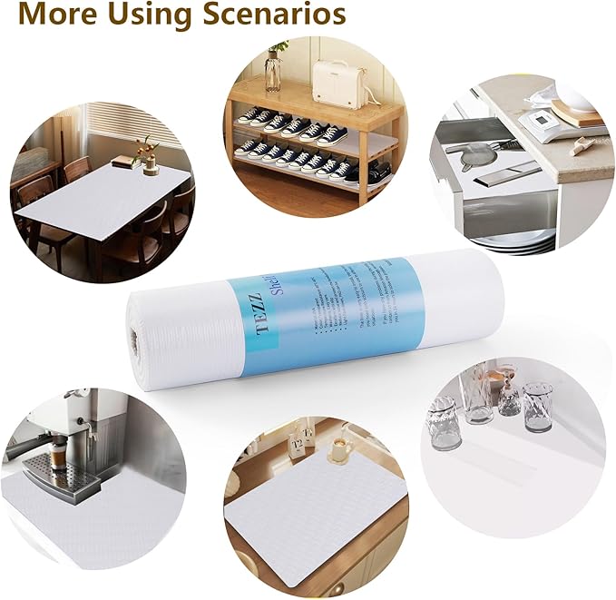 Shelf Liner, 11.8 Inches x 20 FEET Non-Slip Kitchen Cabinet Liner, Washable Oil-Proof Non-Adhesive Contact Paper for Drawer, Cabinet, Shelves, Cupboard, Refrigerator, Storage, Desks, Countertop