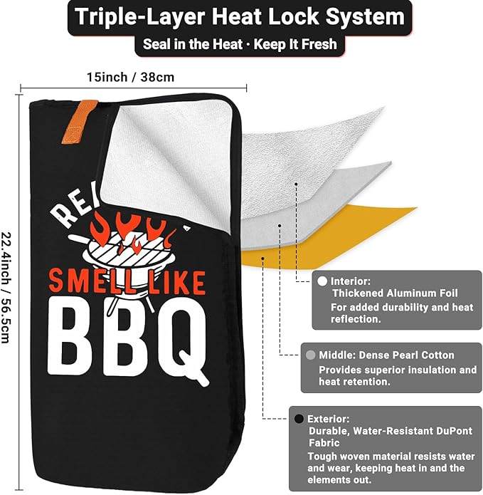 VIOXIA 21in Brisket Blanket & Meat Resting Bag – Insulated BBQ Blanket for Resting Meat | Heavy-Duty Smoker Accessory for Brisket, Pork Shoulder, Smoked Turkey | BBQ Gifts for Men & Meat Lovers