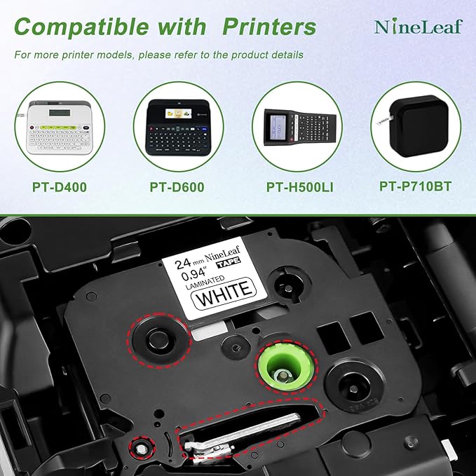 NineLeaf 10 Pack TZe-251 Label Maker Tape Compatible for Brother P-Touch Label Tape TZe251 24mm 0.94'' Laminated White TZ251 TZ-251 1'' TZe TZ for Ptouch PT-D600 D610BT P700 P710BT P900 E500