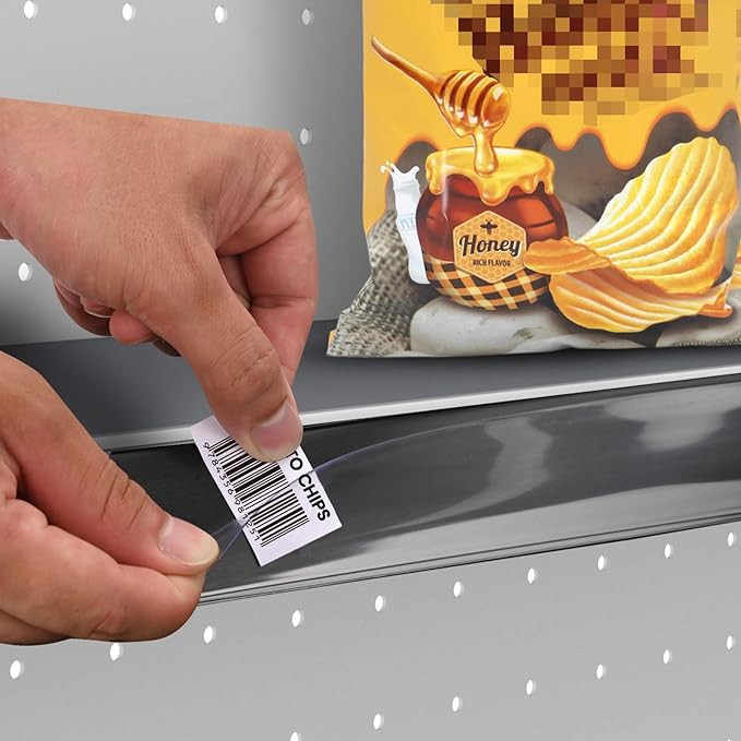 Pro Painter 100 Pack Self-Adhesive Label Strips, 1.25"H Price Tag Holder for Plastic, Metal and Wood Gondola Shelf, Clear Front/Black Back Sign Holder for 48" Long