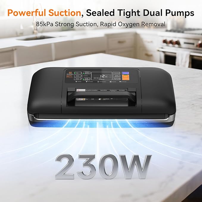 85Kpa Vacuum Sealer Machine - Christmas Kitchen Gifts, 10-in-1 Full Automatic Food Saver with Easy-Lock Handle, Built-in Cutter & Roll Storage for Dry/Moist Foods, Includes Bags & External Hose