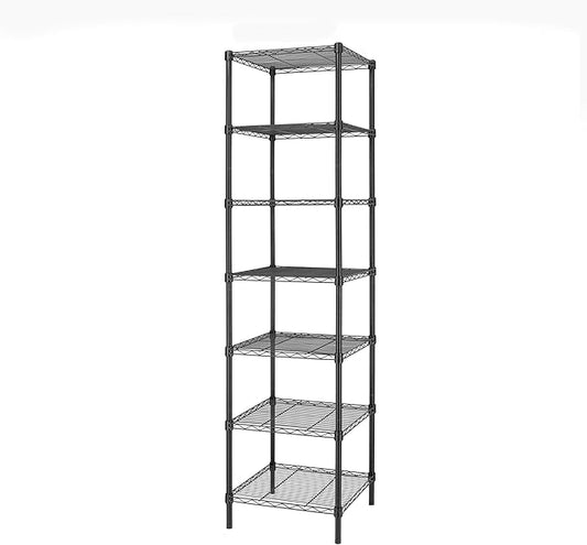 Finnhomy Heavy Duty 7 Tier Wire Shelving, 18x18x72 inches 7 Shelves Storage Rack with Thicken Steel Tube, Pantry Shelves for Storage, Adjustable Metal Shelving Unit, NSF Certified, Black