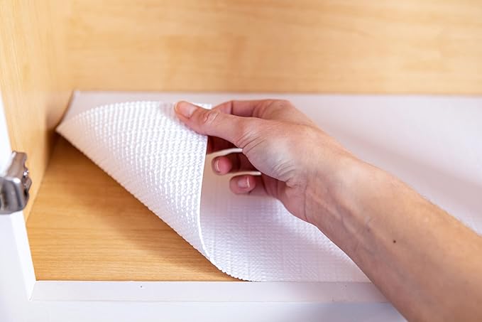 Smooth Top EasyLiner for Cabinets & Drawers - Easy to Install & Cut to Fit - Shelf Paper & Drawer Liner Non Adhesive - Non Slip Shelf Liner - 12in. x 10ft. - 6 Roll Project Pack- Gray Subtle