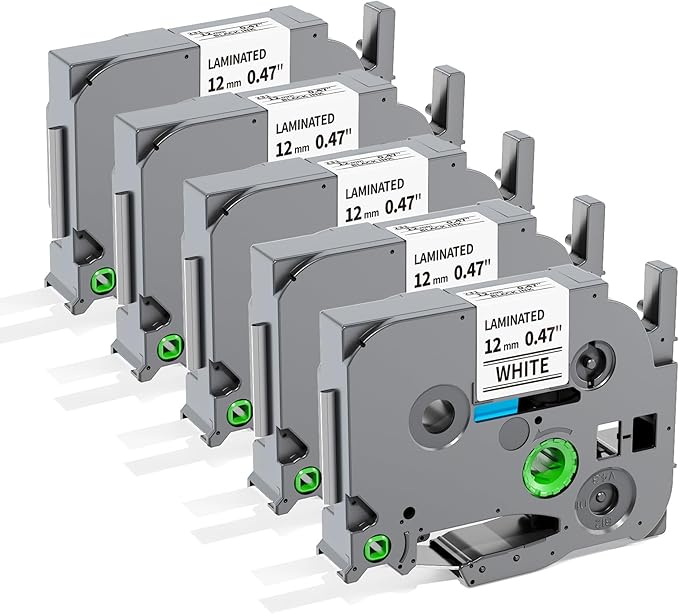 MarkDomain Compatible with Brother P-Touch Label Tape TZe-231 (Work For Brother PT-D210 PT-H110 PT-D220 1180 2030+ Label Maker) (Easy to Peel) TZe TZ 12mm 0.47 Laminated White Label Maker Refills, 5PK