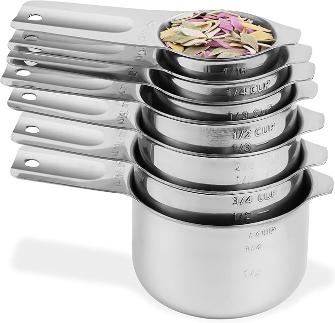 zoyizi Measuring Cups and Spoons Set 17, Metric & US 18/8 Stainless Steel Measuring Cups and Spoons Set for Baking & Kitchen, Dry & Liquid Metal Measure Cup and Long Handle Spoons for Spice Jar