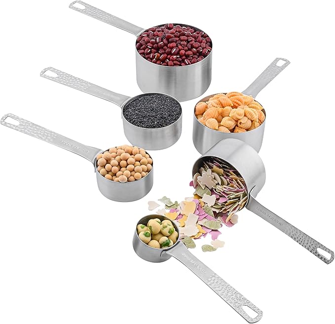 Hotsyang Measuring Cups and Spoons Set 16, 18/8 Stainless Steel Measuring Cups and Spoons Set, Metric & US 6 Measure Cup & 7 Measure Spoon with 1Leveler & 2 Locking Rings for Baking & Kitchen