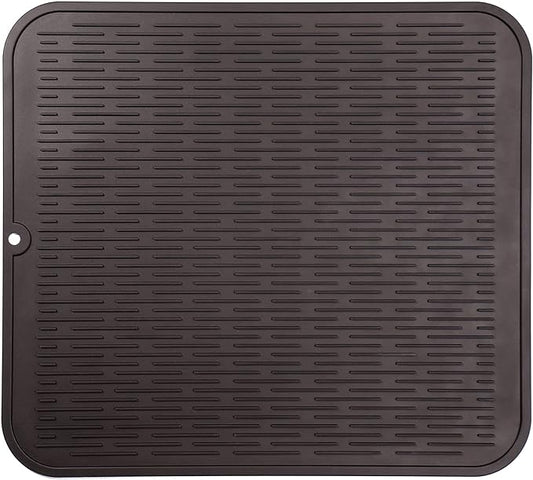 Silicone Dish Drying Mat for Multiple Usage,Easy clean,Eco-friendly,Heat-resistant Silicone Mat for Kitchen Counter or Sink,Refrigerator or Drawer Liner Coffee 2XL 24 inches x 18 inches