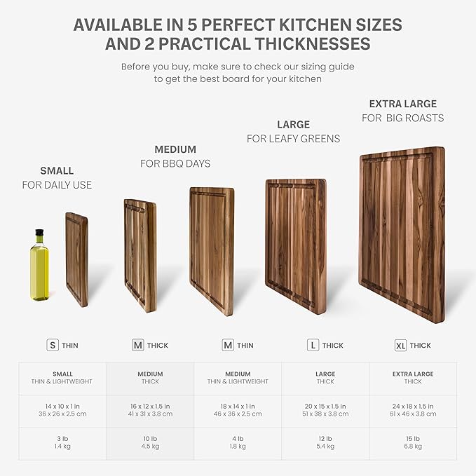 Teakhaus Cutting Board - Medium (M) Wood Cutting Board with Juice Groove - Holiday Gift Ideas for Men and Women - Gift-Ready, Reversible, Edge Grain Wood, Knife Friendly - FSC Certified